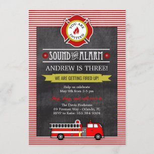 Birthday Fire Truck Party Kaart