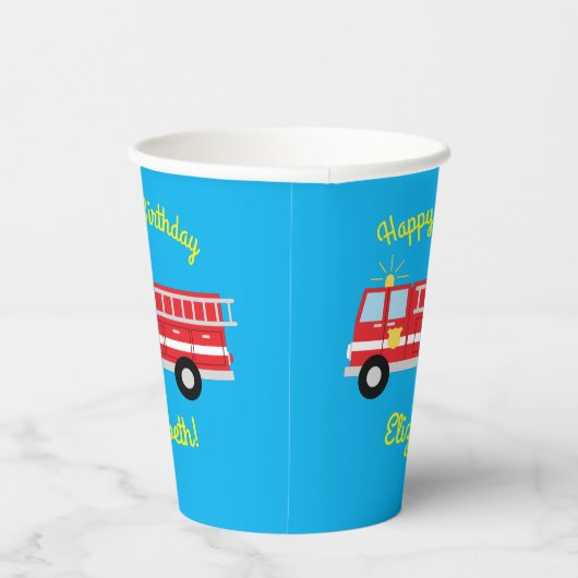 Birthday Fire Truck Party Papieren Bekers (Rechts)