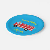 Birthday Fire Truck Party Papieren Bordje (Gekanteld)