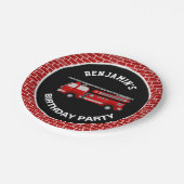Birthday Fire Truck Party Papieren Bordje (Gekanteld)