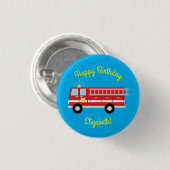 Birthday Fire Truck Party Ronde Button 3,2 Cm (Voorkant /achterkant)