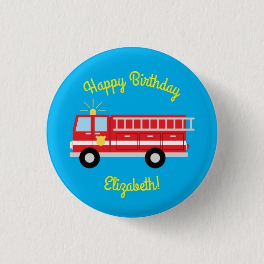 Birthday Fire Truck Party Ronde Button 3,2 Cm (Voorkant)