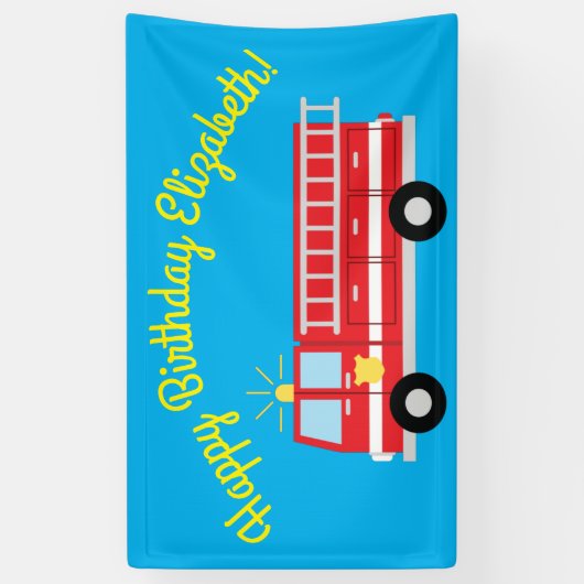 Birthday Fire Truck Party Spandoek (Verticaal)