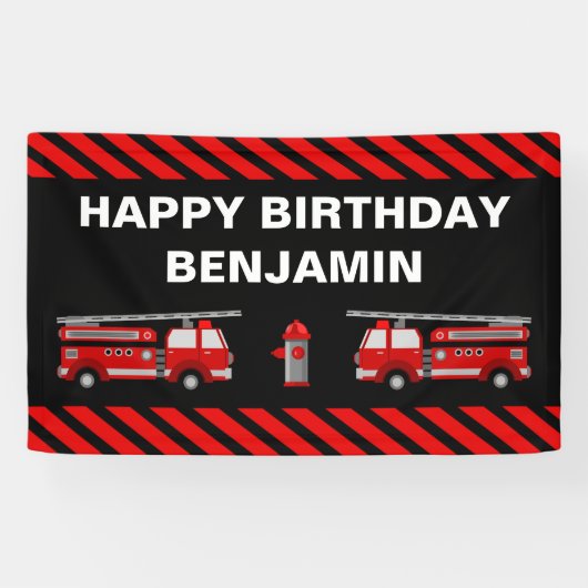 Birthday Fire Truck Party Spandoek (Horizontaal)
