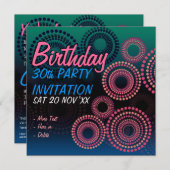 Birthday Fireworks Celebration Invitation Kaart (Voorkant / Achterkant)