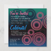 Birthday Fireworks Celebration Invitation Kaart (Achterkant)