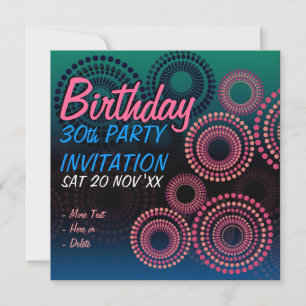 Birthday Fireworks Celebration Invitation Kaart