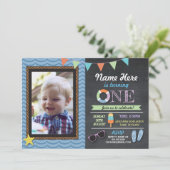 Birthday First Photo Lolly Pool Party Invite Kaart (Staand voorkant)