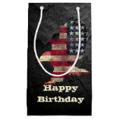Birthday Flag en Bald Eagle op Black Rock Klein Cadeauzakje (Voorkant)