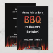 Birthday Flaming Hot BBQ Party Invitation Kaart (Voorkant / Achterkant)