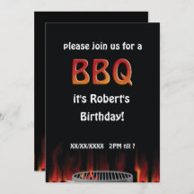 Birthday Flaming Hot BBQ Party Invitation