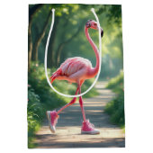 Birthday Flamingo In Sneakers With Headphones Medium Cadeauzakje (Voorkant)