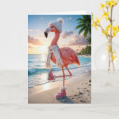 Birthday Flamingo Wearing Winter Boots and Scarf Kaart (Gele Bloem)