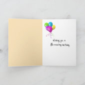 Birthday Flamingo With Champagne On a Beach Kaart (Binnen)