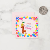 Birthday Flat Note Kaart Kawaii Animal Tower Notitiekaartje (Voorkant / Achterkant in situ)