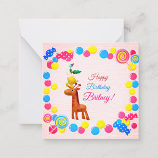 Birthday Flat Note Kaart Kawaii Animal Tower Notitiekaartje