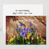 Birthday Flat Save the Date Kaart (Voorkant / Achterkant)