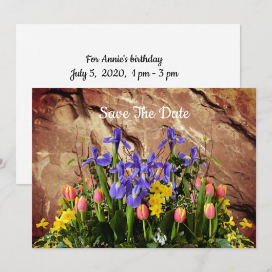 Birthday Flat Save the Date Kaart (Voorkant / Achterkant)