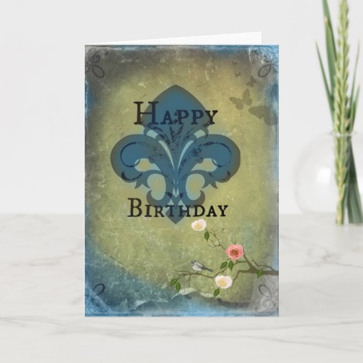 Birthday Fleur De Lis Kaart (Voorkant)