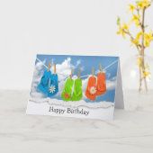 Birthday Flips-Flops op Clothesline Kaart (Gele Bloem)