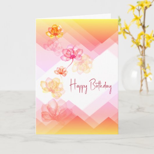 Birthday Floral Abstracte Kaart (Gele Bloem)