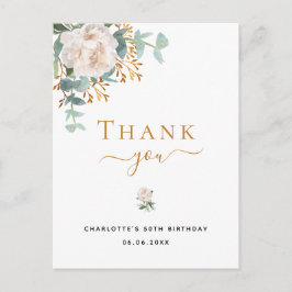 Birthday floral eucalyptus greenery bedankt briefkaart