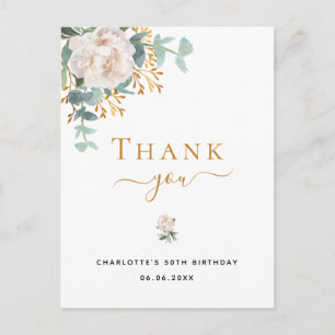 Birthday floral eucalyptus greenery bedankt briefkaart