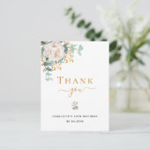 Birthday floral eucalyptus greenery bedankt briefkaart (Staand voorkant)