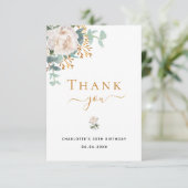 Birthday floral eucalyptus greenery elegant bedankkaart (Staand voorkant)