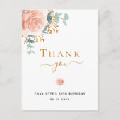 Birthday floral eucalyptus roos Gold bedankt Briefkaart (Voorkant)