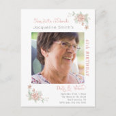 Birthday Floral Foto Uitnodiging Briefkaart (Voorkant)