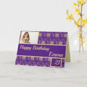 Birthday Floral Gold paars Kaart (Gele Bloem)