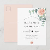 Birthday floral roos Gold white greeneregant Briefkaart (Voorkant / Achterkant)