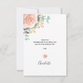 Birthday florale eucalyptus greenery roos goudroze bedankkaart (Achterkant)