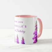 Birthday florals wildbloemen roze paars mok (Voorkant rechts)