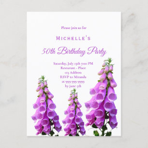 Birthday florals wildbloemen roze paars wit briefkaart