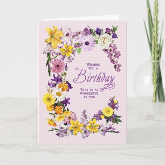 Birthday Flower Lijst Card Kaart (Voorkant)