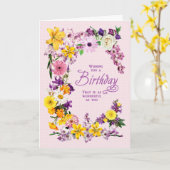 Birthday Flower Lijst Card Kaart (Gele Bloem)