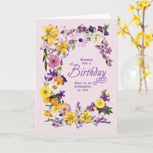 Birthday Flower Lijst Card Kaart (Gele Bloem)
