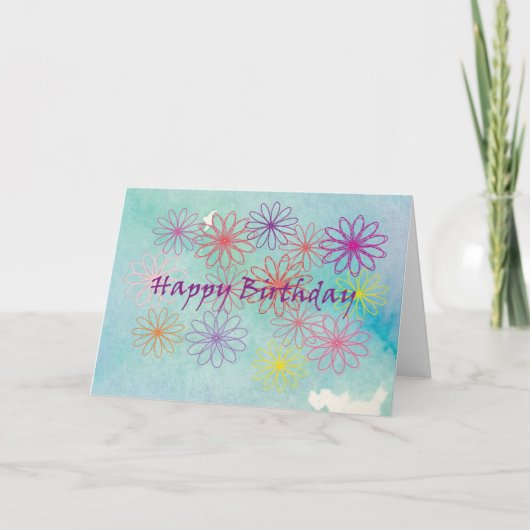 Birthday Flowers Kaart (Voorkant)