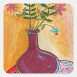 Birthday Flowers Vierkante Sticker