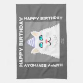 Birthday Fluffy White Cat Kitchen Towel Theedoek (Verticaal)