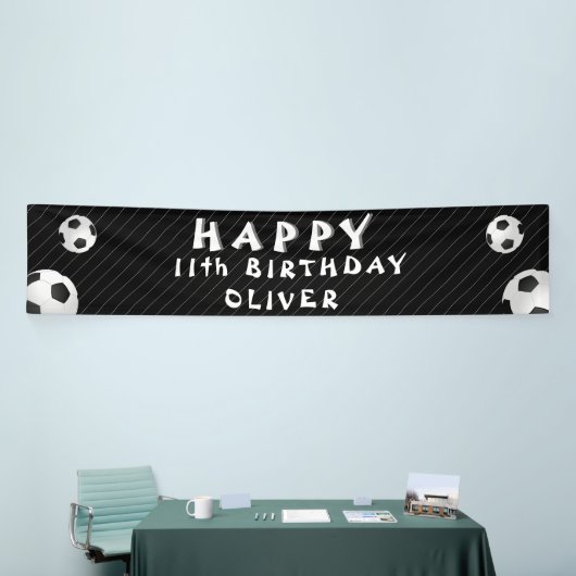 Birthday Football Ball Black Sports Spandoek (Beurs)