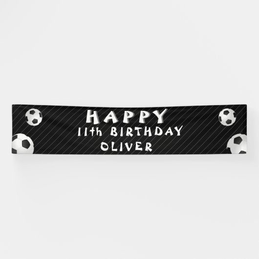 Birthday Football Ball Black Sports Spandoek (Horizontaal)