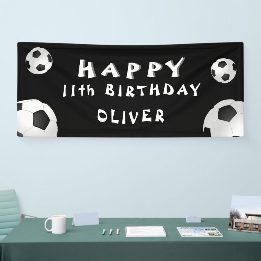 Birthday Football Ball Black Sports Spandoek (Beurs)