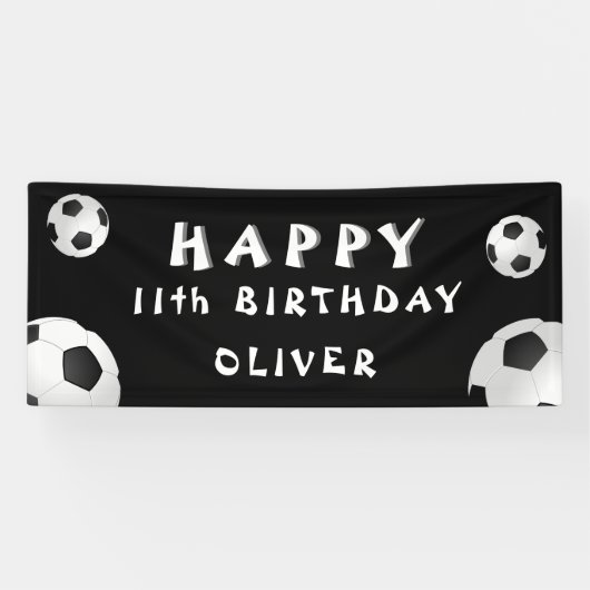 Birthday Football Ball Black Sports Spandoek (Horizontaal)