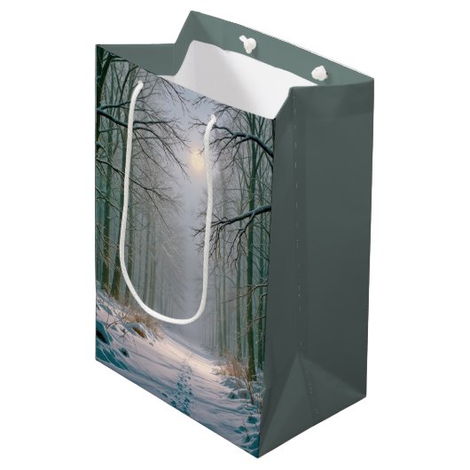 Birthday Footprints In a Forest Lit By Moonlight Medium Cadeauzakje (Voorkant Gekanteld)