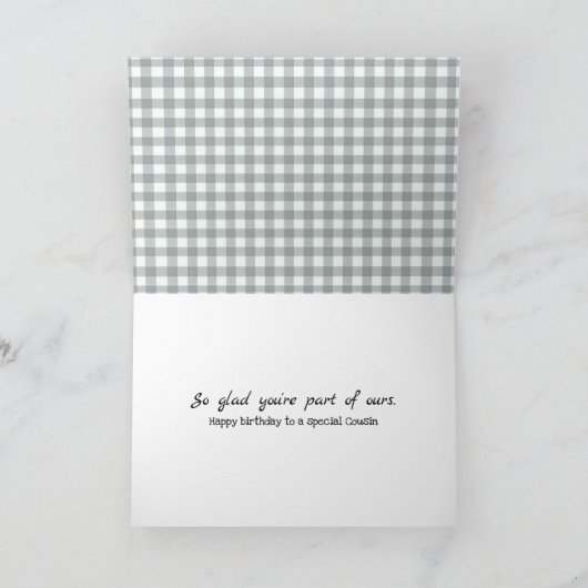 Birthday For Cousin On Gingham Kaart (Binnen)