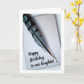 Birthday for Daughter with Blue Jay Feather Card Kaart (Gele Bloem)