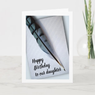 Birthday for Daughter with Blue Jay Feather Card Kaart
